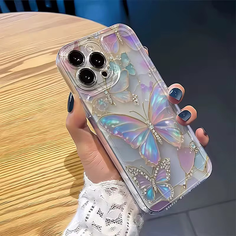 Transparente Handyhülle mit Schmetterlingsmuster für Apple iPhone Modelle, Multicolour - Bild 2