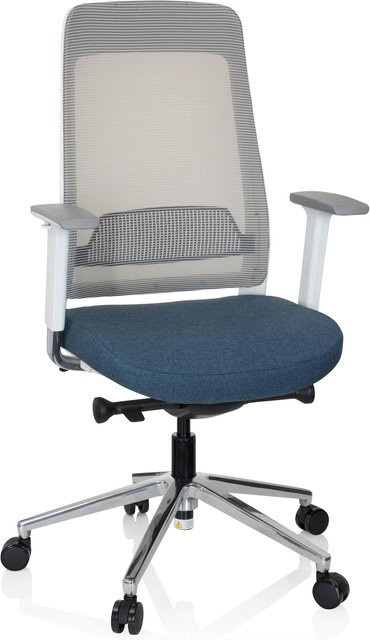 hjh OFFICE Profi Bürostuhl CHIARO T2 WHITE mit Armlehnen, höhenverstellbar und verstellbarer Sitztiefe, Stoff und Netzstoff, Farbe: White - Bild 1
