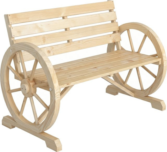 Outsunny Gartenbank 2-Sitzer aus Fichtenholz im Landhausstil mit Armlehnen in Braun - Bild 1