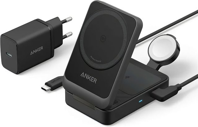 Anker MagGo 3in1 Wireless Ladestation, 15W, Schwarz - Bild 1