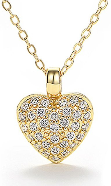 YIRAN Herzhalskette mit Anhänger, Gold, Zirkonia, Damen, 39 cm - Bild 1