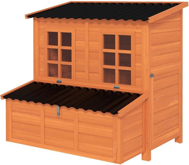 PawHut Hühnerstall aus Tannenholz mit Nestkasten für 4-6 Hühner, Farbe Orange, B/T/H: 100 x 86 x 100 cm - Bild 1