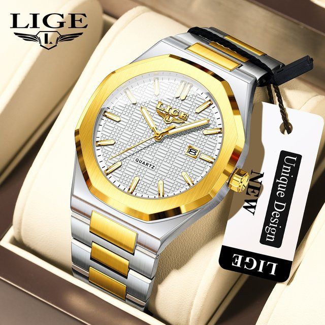 LIGE Armbanduhr Edelstahl, Quarz, Datum, Herren - Bild 1