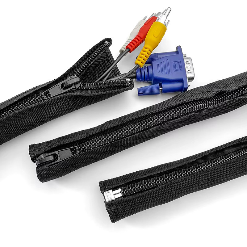 Wiederverwendbare Anti-Tangle-Kabelhülle mit Reißverschluss in Schwarz, staubdichter Kabel-Organizer für Drahtmanagement im Home-Office, Durchmesser: 16–100 mm - Bild 4