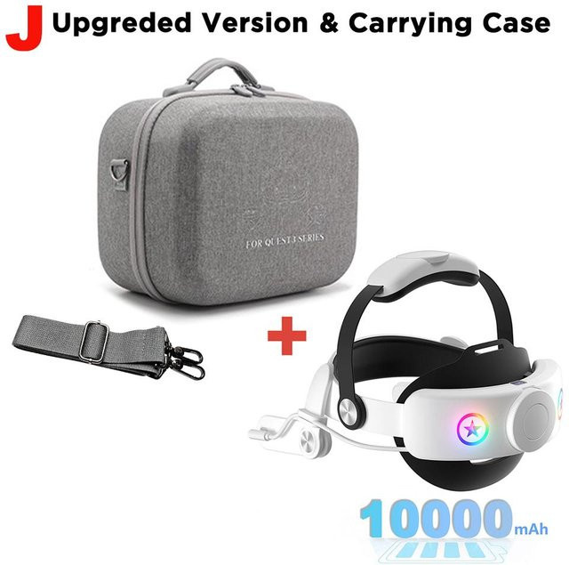 Market-5 Komfort-Kopfband mit 10000mAh Akku und PD18W Ladefunktion für Meta Quest 3 und Meta Quest 3s in Grau inklusive Tragetasche - Bild 1