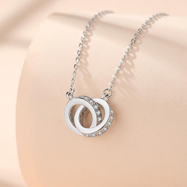 Halskette 925 Silber, Weiß, Zirkonia, Damen - Bild 1