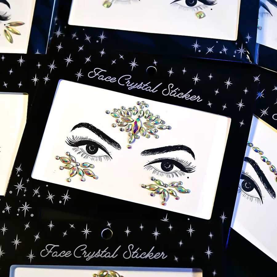 HotPress Strass-Gesichts-Tattoo-Aufkleber, schimmernd, Unisex - Bild 4
