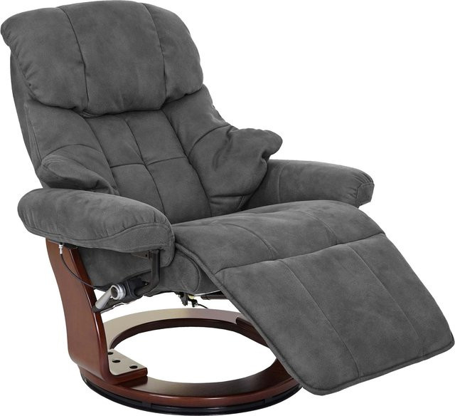 MCA Relaxsessel Windsor 2 Fernsehsessel aus Stoff in Dunkelgrau mit Walnuss-Optik - Bild 1