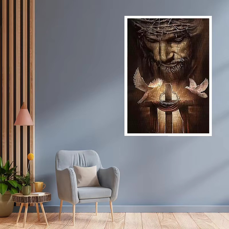 AZNM DIY-Papierpuzzle, Jesus-Porträt, Friedenstaube, 1.000 Teile - Bild 2