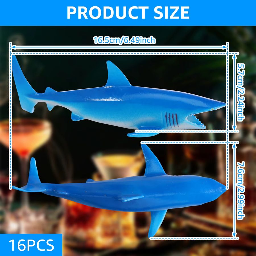 16-teiliges Willstar Hai Trinkgeschirr-Set aus PVC in Blau für Cocktails und Mottopartys - Bild 4