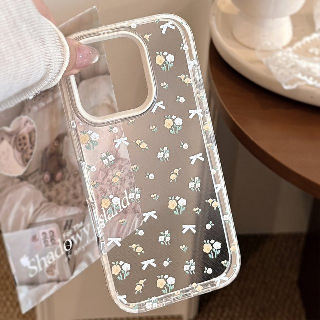 MUQGEW Transparente Handyhülle mit gelben Blumen für iPhone 12 bis 16 Pro Max, stoßfeste Schutzhülle - Bild 1