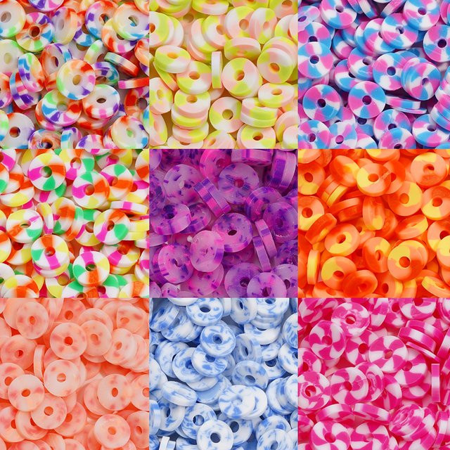 St.kunkka Polymer Clay Perlen, 6mm, flach, rund, Spacer Perlen - Bild 1