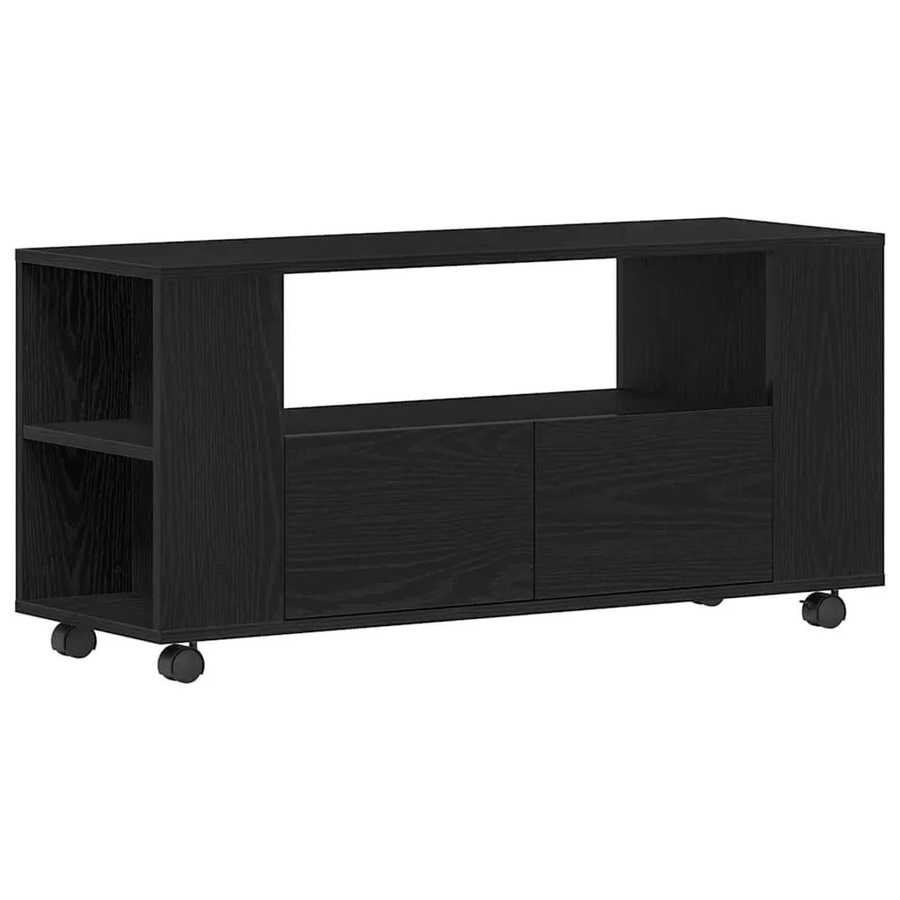 vidaXL TV-Schrank mit Rollen in Schwarz und Eichen-Optik, B/T/H: 102 x 34,5 x 43 cm - Bild 2
