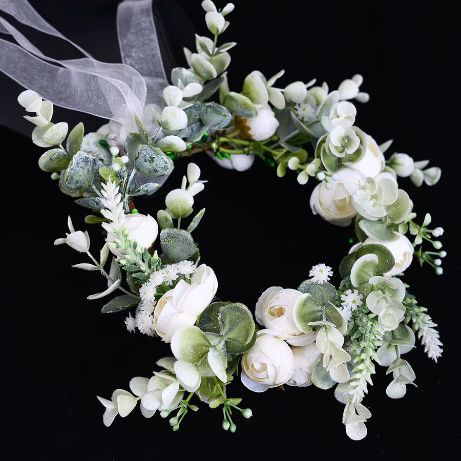 Haarband Blumenkranz, Weiß, Damen - Bild 3