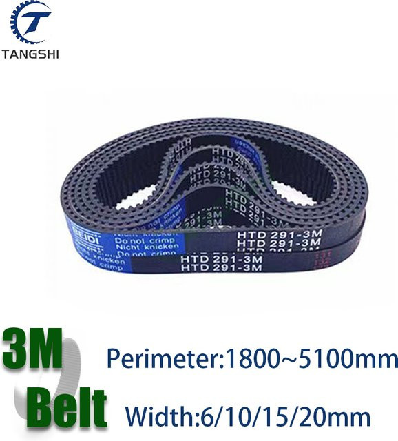 HTD 3M Zahnriemen in Schwarz mit einer Breite von 6 bis 20 mm und verschiedenen Längen von 1863 mm bis 5100 mm - Bild 1