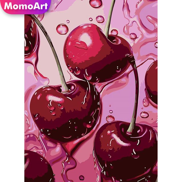 Momoart Diamant Stickerei Kirsche Obst, Diamant Mosaik DIY - Bild 1