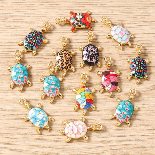 Gritavo Charms Anhänger, Schildkröte, Emaille, Bunt, Unisex, 13 x 24 mm - Bild 1