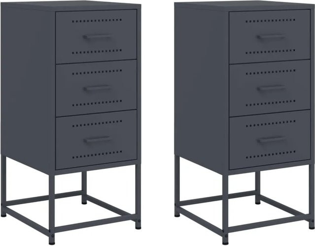 vidaXL Nachttische 2er Set aus Stahl in Anthrazit im industriellen Stil, B/T/H: 36 x 39 x 78 cm - Bild 1
