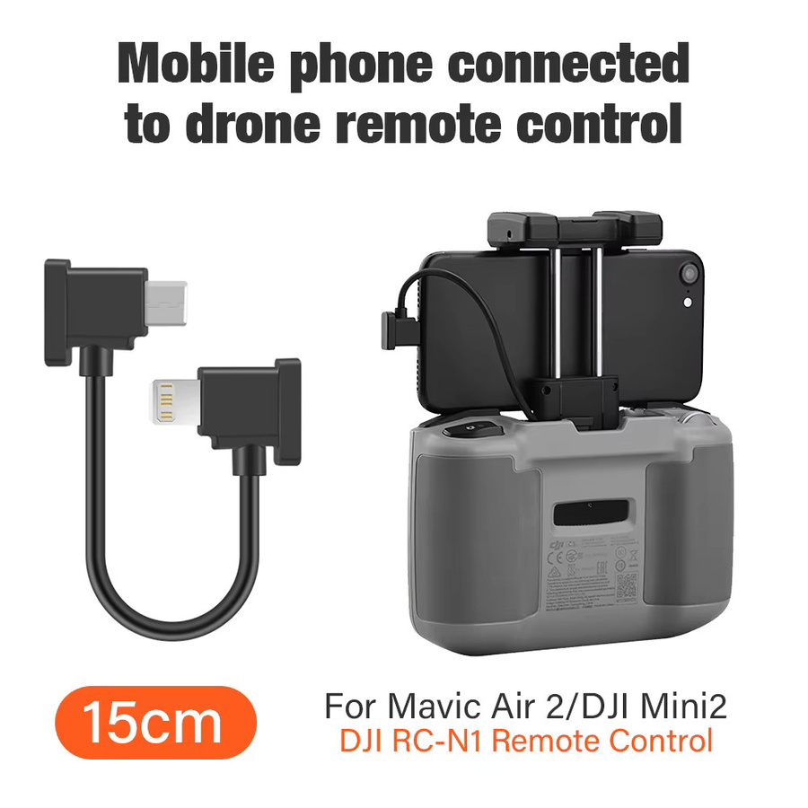 Nephy OTG-Datenkabel für DJI Fernbedienung mit USB Typ C und iOS Anschluss in Schwarz zur Verbindung von Telefon oder Tablet mit DJI Mini 4K, Mini 3 Pro, Mini 3, Mini 2, Mini SE, Air, Mavic 2 und Mavic 3 - Bild 3