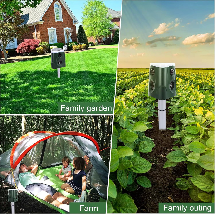 SAIJZEK Ultraschall-Tierabwehrgerät mit Sprachfunktion, solarbetrieben und wasserdicht für Garten und Landwirtschaft - Bild 6