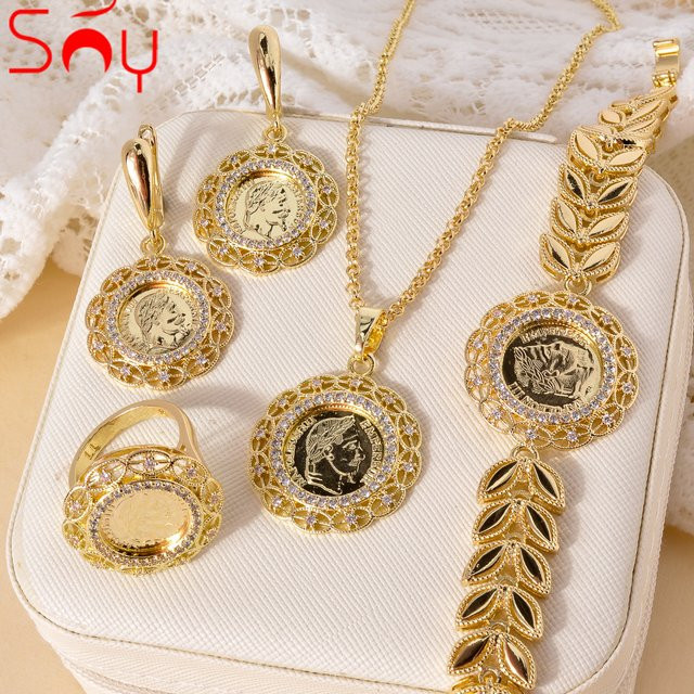 sny Schmuckset 4-teilig, Zirkonia, Messing, Gold, Damen - Bild 1