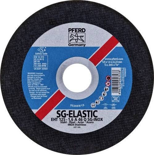 PFERD STEELOX SG CLASSIC Trennscheibe gerade 125 mm für Edelstahl und Stahl, 25 Stück, Schwarz - Bild 1