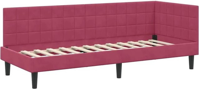 vidaXL Eckbettgestell mit Kopfteil in Weinrot, Stoff und Holz, B/T/H: 80 x 200 x 84 cm - Bild 1