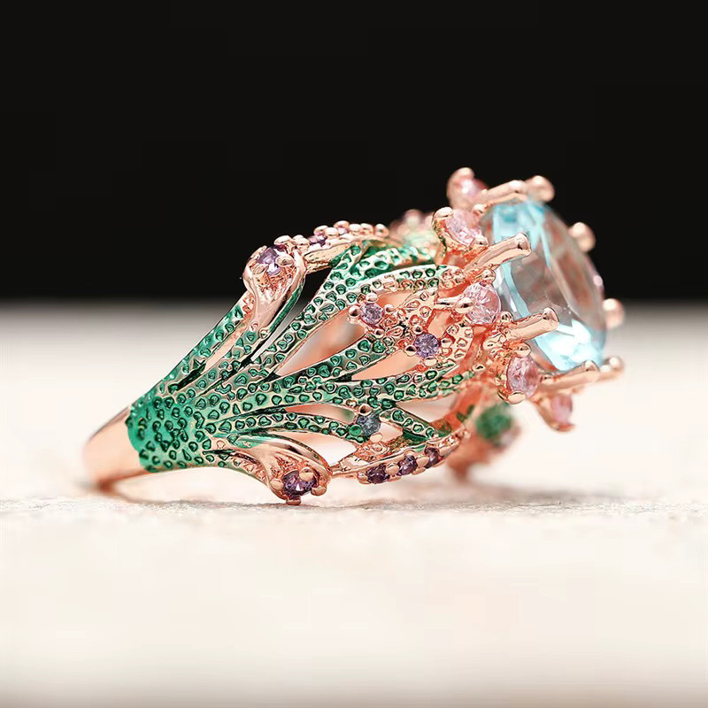 Huitan Blumenring, Roségold, Zirkonia, Damen - Bild 2