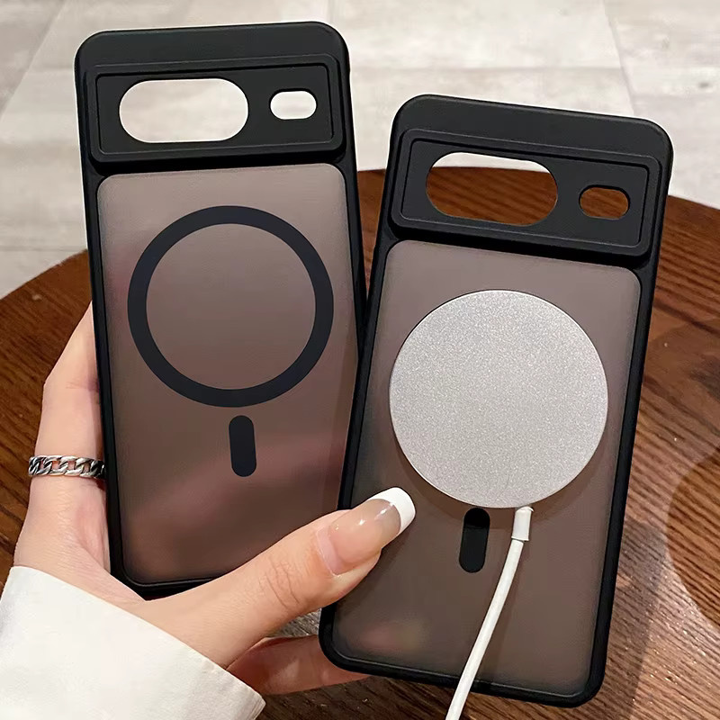 MOESOE Magnetische MagSafe Handyhülle für Google Pixel 9 10 Pro XL 8 7 Pro kompatibel mit kabellosem Laden, matte Acryl-Hartschale, Schwarz - Bild 2