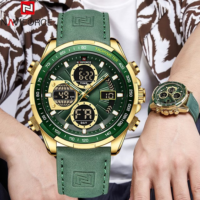 NAVIFORCE Armbanduhr, Quarz, Leder, Gold, Herren - Bild 1