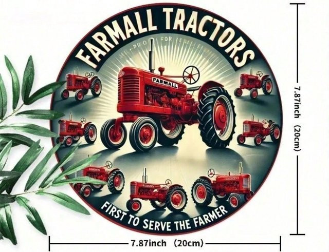 CIFBUY FARMALL Vintage Metall-Blechschild Retro Bauernhof Wandkunst Deko, B/H: 20,32 x 20,32 cm, Mehrfarbig - Bild 1