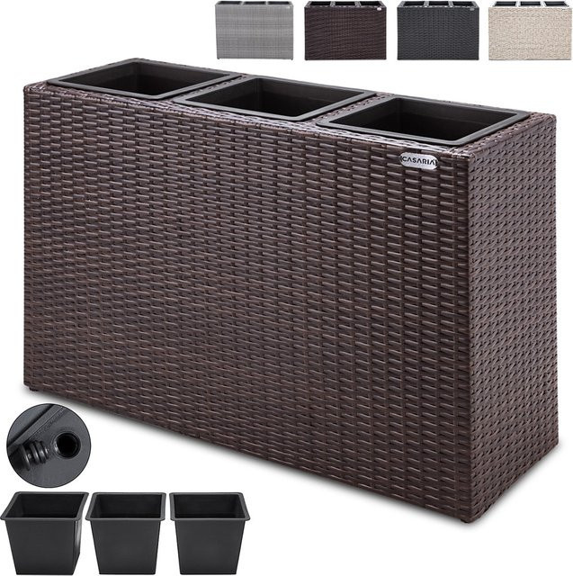 Casaria Blumenkasten Polyrattan 3er Set in Schwarz, B/T/H: 83 x 60 x 30,5 cm - Bild 1