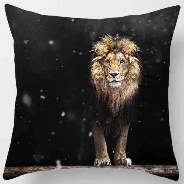 Kissenbezug mit Tierwelt Tiger und Löwe Druckmuster für Wohnzimmer und Schlafzimmer, B/B: 45 x 45 cm - Bild 1