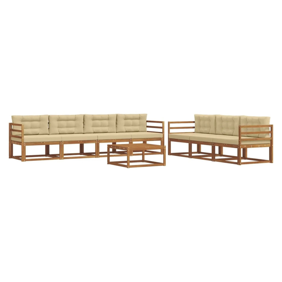 vidaXL Outdoor-Sofagarnitur aus Akazienholz mit Kissen, 8-teilig, Natur und Beige - Bild 2