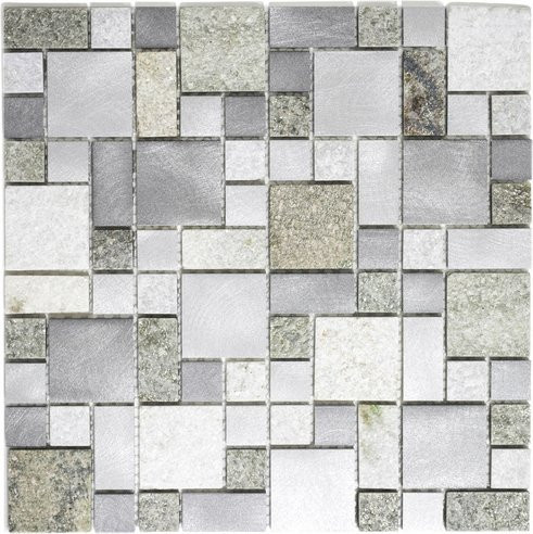 HuH Mosaik Wandbelag Urban-Mix in Steinoptik, Farbe: Silber, Grau, Beige, B/L: 30 x 30 cm - Bild 1