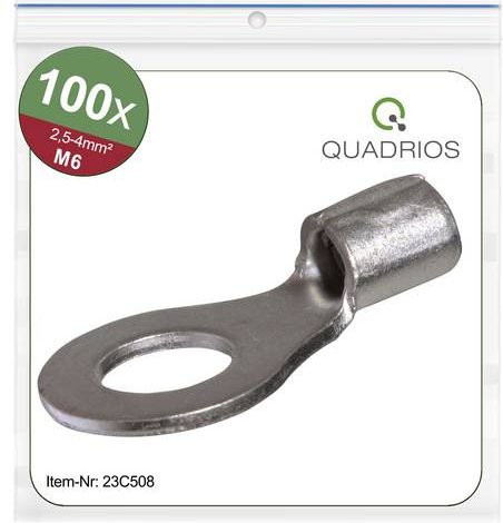 Quadrios 23C508 Ringkabelschuh Unisoliert, Farbe: Silber, Querschnitt max. 4mm², Loch-Ø 6.5mm, 100 Stück - Bild 1