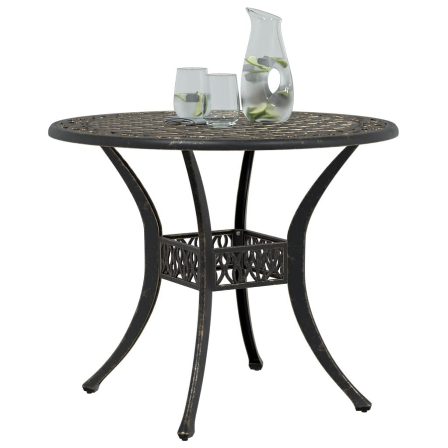 vidaXL Gartentisch aus Aluminiumguss in Bronze, rund, Durchmesser: 90 cm, Höhe: 75 cm - Bild 3