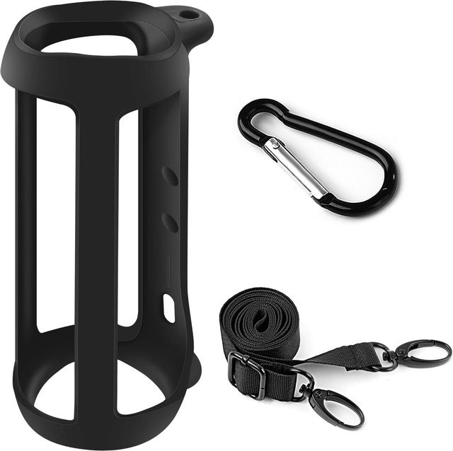 Silikonhülle für JBL Flip 5 Bluetooth-Lautsprecher in Pink oder Schwarz mit Trageriemen - Bild 1