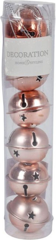 Koopman Weihnachts-Glöckchen Hängeornamente im 6er Set aus Metall in Kupfer und Gold, Durchmesser: 4 cm - Bild 1
