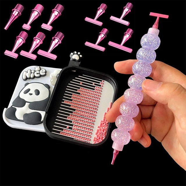 Multifunktionaler Diamantmalerei-Stift aus Kunststoff in Pink für DIY-Stickerei und Dot-Bohrer-Zubehör - Bild 1