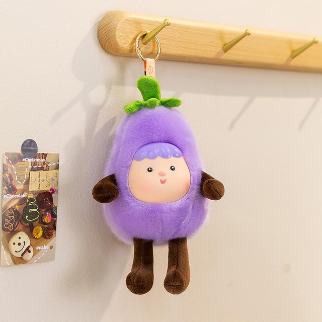 Fruchtpuppe Aubergine Plüschtier, 16cm, Lila - Bild 1
