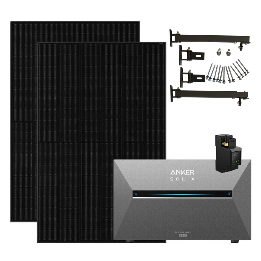 Anker SOLIX 3 Pro Balkonkraftwerk in Schwarz mit 2x455W Modulen, Smart Meter und Halterung für Flachdach, 910W, IP65 - Bild 2