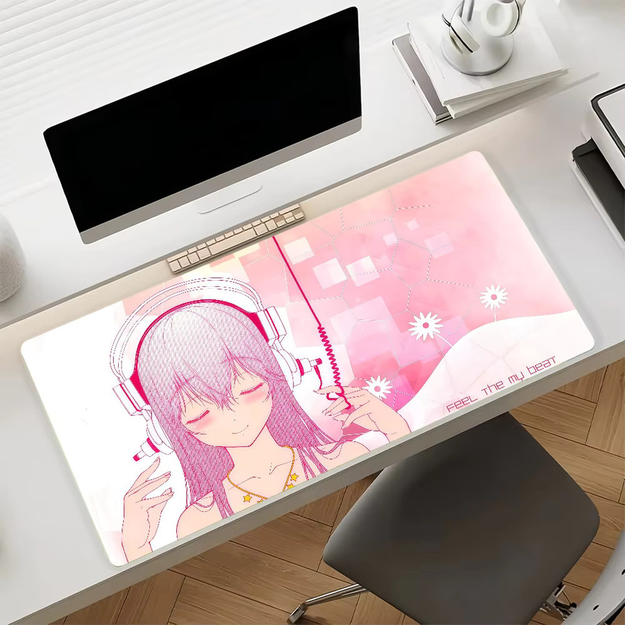 Anime Super S-Sonico Mädchen Mauspad in Pink mit rutschfestem Gummirand für Gaming und Laptop - Bild 2