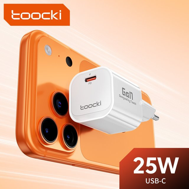 Toocki 25W GaN USB-C Schnellladegerät mit PD3.0 und QC3.0 in Weiß - Bild 1