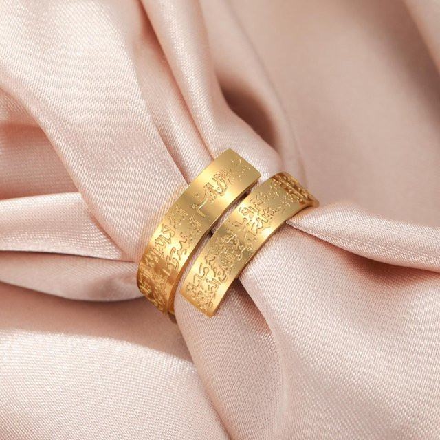 Likgreat Gebetsring Edelstahl, Gold, Damen - Bild 1