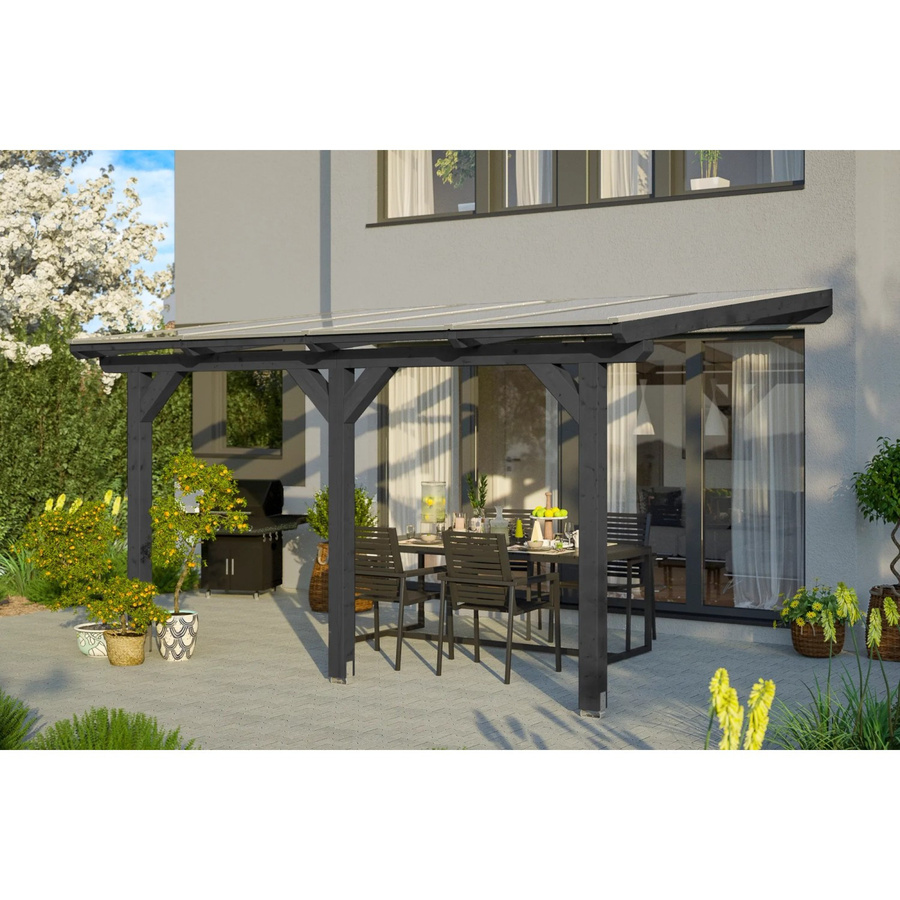 Skan Holz Terrassenüberdachung Bormio aus Leimholz in Anthrazit, Breite: 434 cm, Tiefe: 350 cm - Bild 2