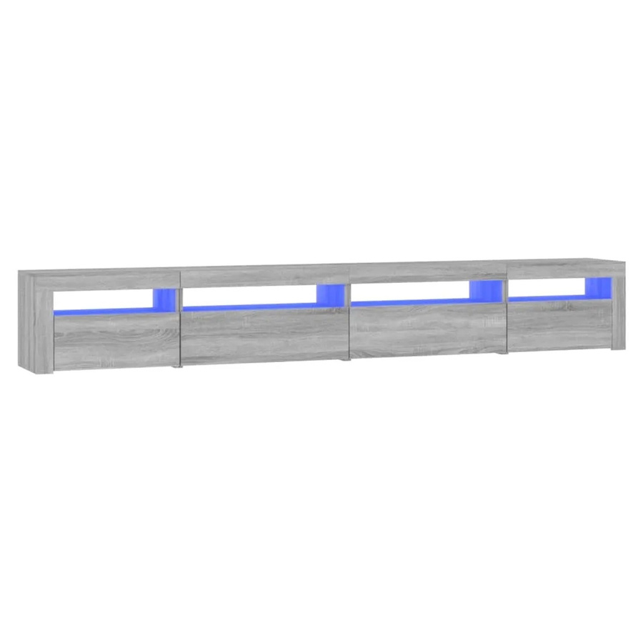 vidaXL TV-Schrank modern mit LED-Leuchten in Grau Sonoma, B/T/H: 270 x 35 x 40 cm - Bild 2