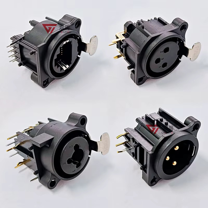 TITAK 10 Stück XLR 3-Pin Stecker und Buchsen Set, gebogener Nadelanschluss in quadratischer Form für PCB Panelmontage und Chassis, Farbe: Schwarz - Bild 2
