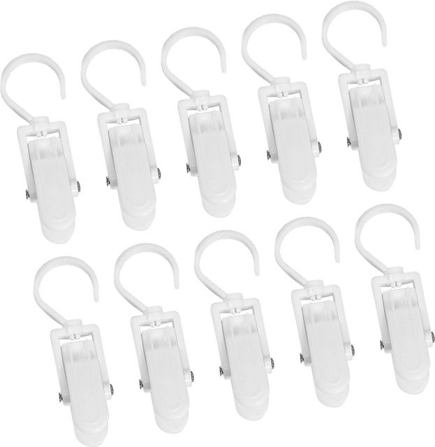 10 Stück KONNWEI Mehrzweck-Kleiderhaken-Clips aus Kunststoff in Weiß mit drehbarem Anti-Slip-Haken - Bild 1