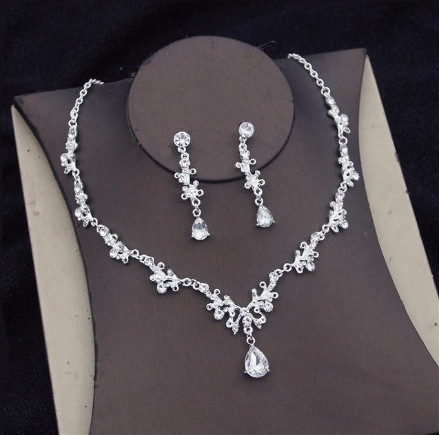 Wucifang Jewelry Schmuck-Set, Kristall, Silber, Damen, Hochzeit - Bild 1